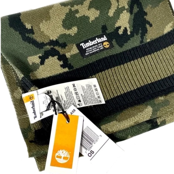 NWT Timberland Camo Jacquard Reversible Knit Scarf - Picture 11 of 15